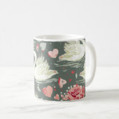 Rustikal Elegantes Schwan- und Herz-Elemente-Muste Kaffeetasse (VorderseiteRechts)