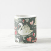 Rustikal Elegantes Schwan- und Herz-Elemente-Muste Kaffeetasse (Mittel)