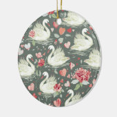 Rustikal Elegantes Schwan- und Herz-Elemente-Muste Keramik Ornament (Links)