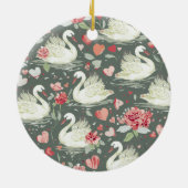Rustikal Elegantes Schwan- und Herz-Elemente-Muste Keramik Ornament (Hinten)