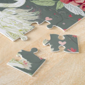 Rustikal Elegantes Schwan- und Herz-Elemente-Muste Puzzle (Seite)
