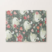 Rustikal Elegantes Schwan- und Herz-Elemente-Muste Puzzle (Horizontal)