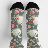 Rustikal Elegantes Schwan- und Herz-Elemente-Muste Socken (Oben)