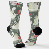 Rustikal Elegantes Schwan- und Herz-Elemente-Muste Socken (Gewinkelt)