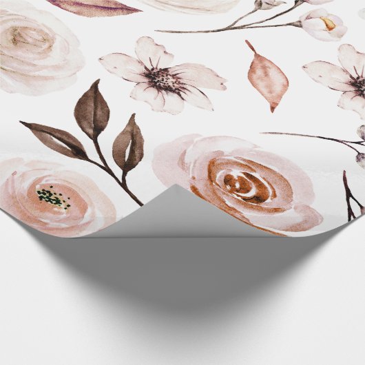 Rustikal erdfarbener Boho Florals Geschenkpapier (Ecke)