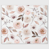 Rustikal erdfarbener Boho Florals Geschenkpapier (Flach)