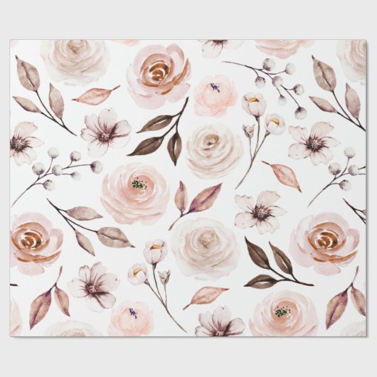 Rustikal erdfarbener Boho Florals Geschenkpapier (Flach)