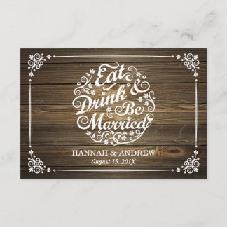 Rustikal essen Drink und Verheiratete Hochzeit R.S RSVP Karte