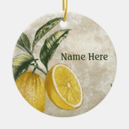 Rustikal Etched Vintag Lemons Keramik Ornament