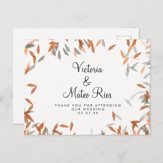 Rustikal Falling Leaf Pampas Floating Vielen Dank Postkarte (Vorne/Hinten)