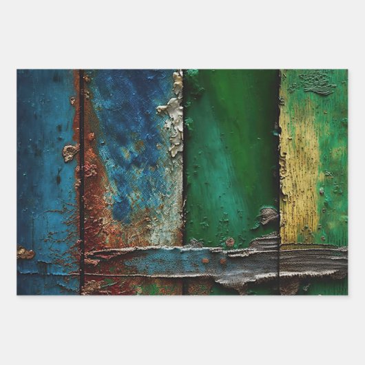 rustikal, farbenfroh, Peeling paint, Geschenkpapier Set (Vorderseite 3)