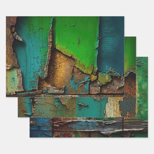 rustikal, farbenfroh, Peeling paint, Geschenkpapier Set (Set)