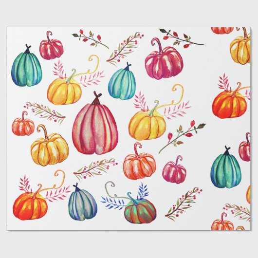 Rustikal-farbiger Squash Zeichnend Wrapping Paper Geschenkpapier (Flach)
