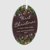 Rustikal First Christmas New Zuhause Ornament (Vorderseite)