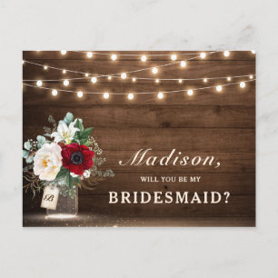 Rustikal Floral Mason Jar Werden Sie meine Bridesm Postkarte