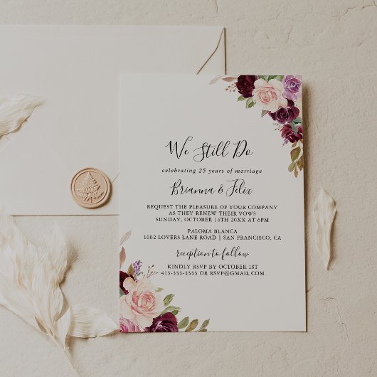 Rustikal florale botanische wir immer noch Vow Ern Einladung