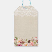 Rustikal florale Burlap Lace Wedding rettet das Da Geschenkanhänger (Rückseite)