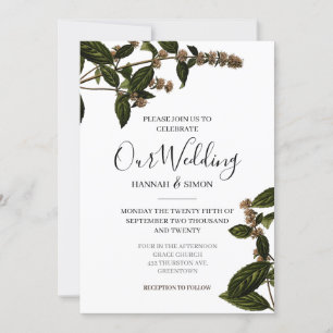 Rustikal-florale Vintag Elegante Hochzeit Einladung
