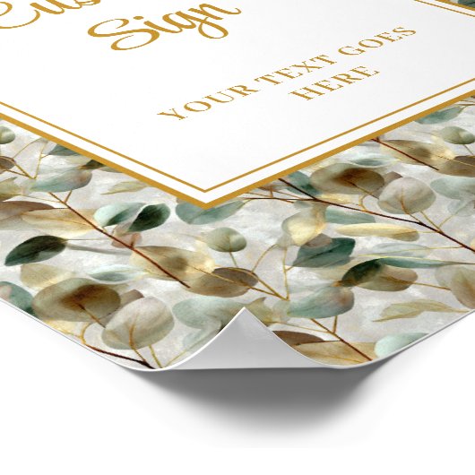 Rustikal Forest Green Gold Blätter mit maßgeschnei Poster (Ecke)