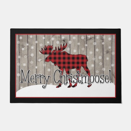 Rustikal froh Christmoose! Door Mat Fußmatte (Vorderseite)