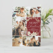 Rustikal Frohe Weihnachten 5 Foto Rot (Stehend Vorderseite)