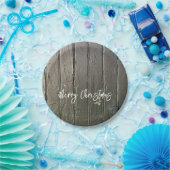 Rustikal frohe Weihnachten Holly Black Barn Door Pappteller (Party)