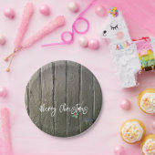Rustikal frohe Weihnachten Holly Black Barn Door Pappteller (Party)