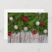 Rustikal frohe Weihnachten Postkarte Urlaub (Vorne/Hinten)