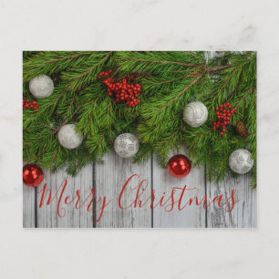 Rustikal frohe Weihnachten Postkarte Urlaub