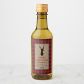 Rustikal Frohe Weihnachten Red Kariert Kraft Mini Weinetikett (Vorderseite)