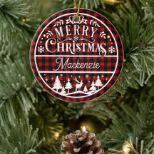 Rustikal frohe Weihnachten Rot & Schwarz Kariert C