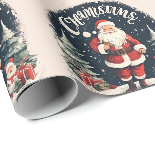 Rustikal frohe Weihnachten und Weihnachtsgeschenk Geschenkpapier (Rolleneckpunkt)