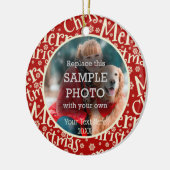 Rustikal frohe Weihnachten, zwei Fotos, zwei Seite Keramik Ornament (Links)