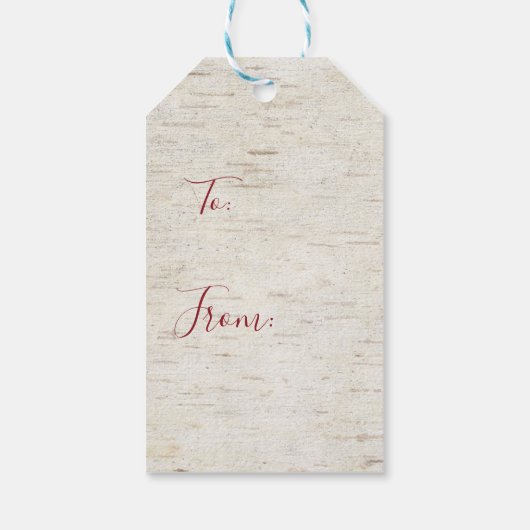 Rustikal frohe Weihnachts-Script Wreath Birch Bark Geschenkanhänger (Rückseite)