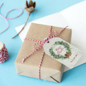 Rustikal frohe Weihnachts-Script Wreath Birch Bark Geschenkanhänger