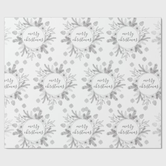 Rustikal frohe Weihnachtskiefer und Holly Boys Geschenkpapier (Flach)