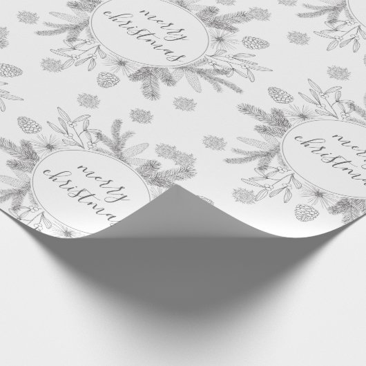 Rustikal frohe Weihnachtskiefer und Holly Boys Geschenkpapier (Ecke)