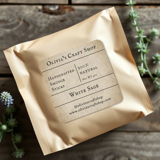 Rustikal | Füllhalter Quadratischer Aufkleber