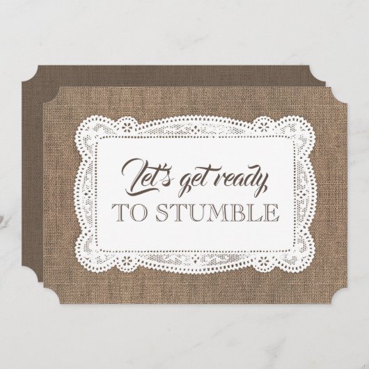 Rustikal-Funny-Bridesmaid / Vorschlag für eine Tra Einladung (Vorne/Hinten)