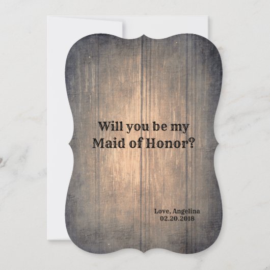 Rustikal-Funny-Bridesmaid / Vorschlag für eine Tra Einladung (Rückseite)