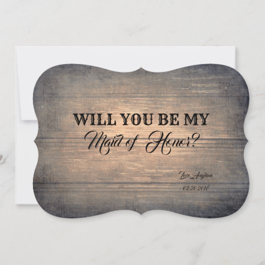 Rustikal-Funny-Bridesmaid / Vorschlag für eine Tra Einladung (Rückseite)