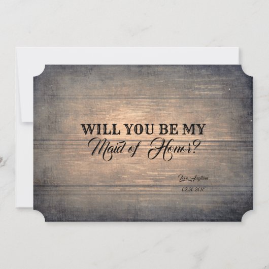 Rustikal-Funny-Bridesmaid / Vorschlag für eine Tra Einladung (Rückseite)