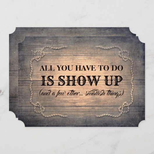 Rustikal-Funny-Bridesmaid / Vorschlag für eine Tra Einladung (Vorne/Hinten)