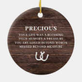 Rustikal für immer in unserem Hearts Horse Memoria Keramik Ornament (Hinten)