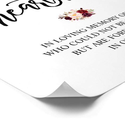 Rustikal für immer in unserem Herz-Gedächtniszeich Poster (Ecke)