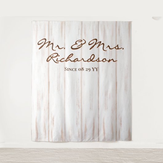 Rustikal gealterte Weißholzplanken Wandteppich (Vorderseite)