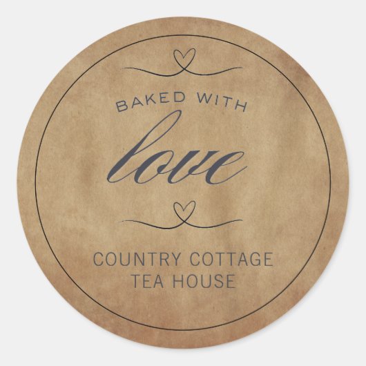 Rustikal gebacken mit Liebe Bäckerei Runder Aufkleber (Vorderseite)