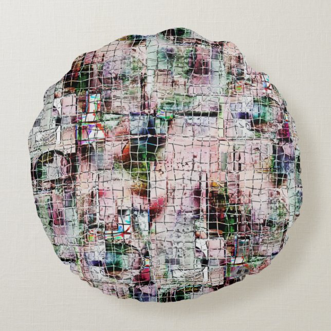 Rustikal gefärbt, seltsam gezeichnet unter abstrak rundes kissen (Rückseite)