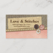 Rustikal geheftete Schleife & Tasten auf Burlap-Nä Visitenkarte (Rückseite)