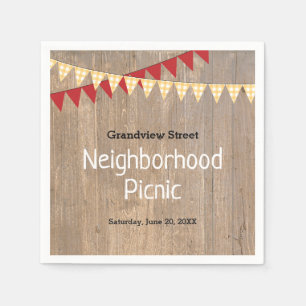 Rustikal Gelb Karierte Nachbarschaft Picnic Serviette